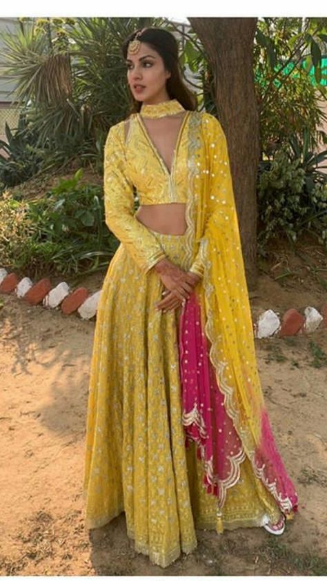 Yellow And Pink Lehenga, Mirror Work Lehenga, Yellow Mirrors, Designer Lehengas, Embroidered Kurti, Pink Lehenga, Embroidered Lehenga, Whatsapp Call, Designer Lehenga