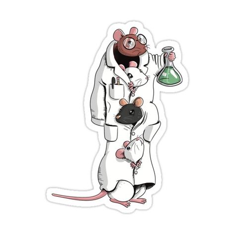 Decorate laptops, Hydro Flasks, cars and more with removable kiss-cut, vinyl decal stickers. Glossy, matte, and transparent options in various sizes. Super durable and water-resistant. Hey! He's not a scientist! He's four mice wearing a lab coat! Lab Stickers, Biology Stickers, Snowboard Stickers, Science Stickers, Art Sketches Doodles, Black And White Stickers, Wall Drawing, Graphic 45, Poster Stickers