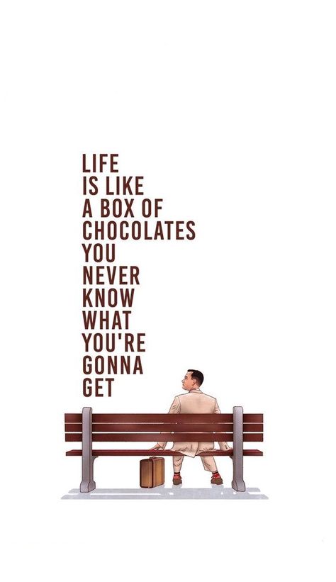 Movie Quote Poster, Forrest Gump Wallpaper, Forrest Gump Quotes, Tom Hanks Movies, Classic Movie Quotes, Typographic Posters, Forest Gump, Best Movie Quotes, Posters Minimalist