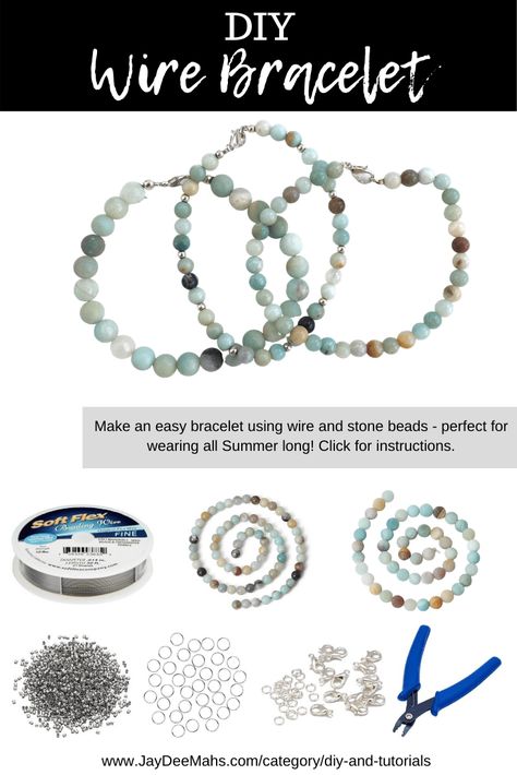 Diy Stone Bracelets, Wire Bracelets Diy, Stretch Beaded Bracelets Diy, Easy Bracelet, Ankle Bracelets Diy, Making Bracelets With Beads, Beaded Ankle Bracelets, Diy Beaded Bracelets, Diy Bracelets Tutorials