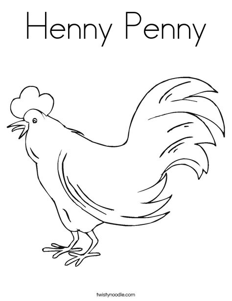 Printable Henny Penny Coloring Character Pages Chicken Coloring Pages, Fairy Tales Preschool, Fall Worksheets, Chicken Coloring, Henny Penny, Twisty Noodle, The Sky Is Falling, Holiday Lettering, Color Magic