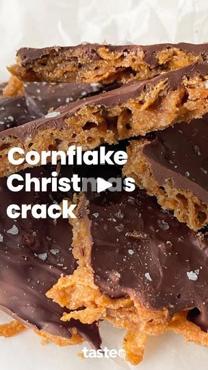 76K views · 1.2K reactions | Turn Cornflakes and 4 other ingredients into this super-simple slice. It has serious crunch and a chocolatey salty topping, which balances out the sweet, sugary, toffee coating perfectly. 

For the recipe, Google “Taste Cornflake Christmas crack”. 

Recipe by @michellesouthancooks and @elisa_pie 

#christmascrack #cornflakeslice #easybaking #cornflakes | Taste.com.au Cornflake Candy, Cornflake Recipes, Christmas Crunch, Baking Scones, Sprinkles Recipe, Bite Size Food, Caramel Crunch, Moist Banana Bread, Christmas Food Gifts