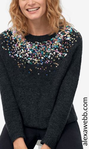 30 Plus Size Party Tops {with Sleeves} - Alexa Webb Tops With Sleeves, Birthday Sweater, Plus Size Sequin, Plus Size Party, Swedish Fashion, Sequin Sweater, Strapless Tops, Plus Size Sweaters, Party Tops