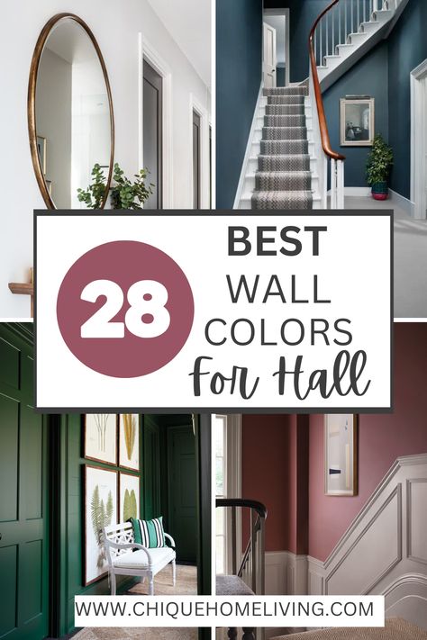 Entrance Way Paint Colors, Best Color For Entryway, Two Tone Entryway Wall Colors, Hall Colors Wall, Foyer Wall Painting Ideas, Entry Paint Colors Entryway, Two Story Foyer Paint Colors, Hallway Decorating Colours Entrance Halls Paint Colors, Bold Hallway Paint Colors