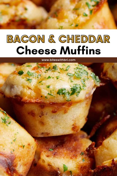 Savory Pancake Muffins, Bacon Cheese Muffins Breakfast Recipes, Bacon And Cheese Muffins Recipes, Bacon Cheddar Cornbread Muffins, Bacon And Cheese Scones, Cheese And Onion Muffins, Mini Cheese Muffins, Muffin Tin Rolls, Bread Cups Muffin Tins