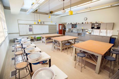 The City of Calgary - Facility features - North Mount Pleasant Ceramic Classroom, Art Classroom Layout, Art Studio Classroom, Ceramics Classroom, Classroom Architecture, Creative Studio Space, First Apartment Essentials, مركز ثقافي, Workshop Studio