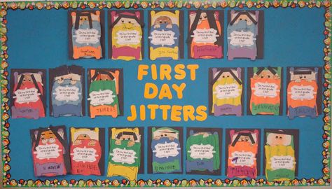 First Day Jitters Anchor Chart, First Day Jitters Activities, Kinder Centers, First Day Jitters, Teacher Board, Teacher Boards, First Week Of School, School Kindergarten, Brownie Points