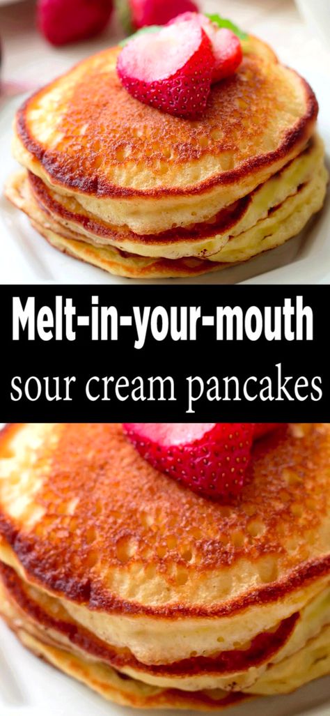 Pioneer Woman Perfect Pancakes, Edna Mae's Sour Cream Pancakes, Pancakes With Sour Cream, Pancake Recipe With Sour Cream, Sour Cream Pancakes Recipe, Sour Cream Breakfast Recipes, Pioneer Woman Pancakes Recipe, Southern Pancake Recipe, Pioneer Woman Breakfast Recipes