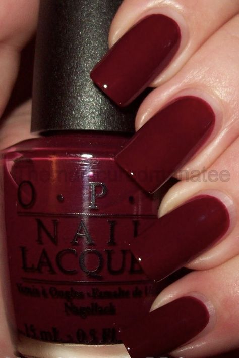 Tan Nails, Deep Red Nails, Nail Paint Shades, Neat Nails, Dark Red Nails, Wine Nails, Opi Nail Colors, September Nails, Simple Acrylic Nails