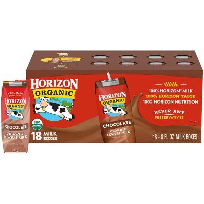 Organic Shelf, Horizon Milk, Horizon Organic Milk, Milk Aesthetic, Uht Milk, Dairy Brands, Milk Box, Organic Milk, Organic Chocolate