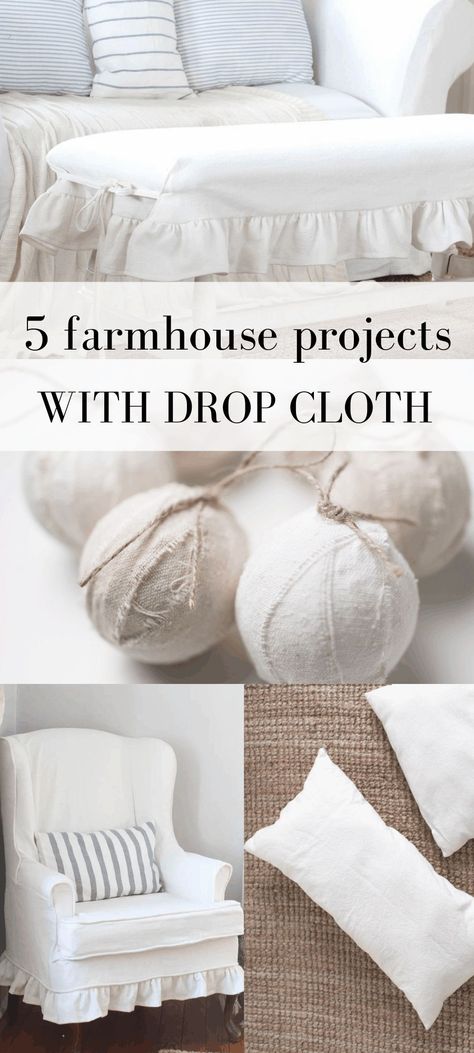 Farmhouse Sewing Projects, Drop Cloth Tablecloth, Dropcloth Curtains, Drop Cloth Projects, Crib Bed Skirt, Bedroom Upstairs, Farmhouse Projects, Farmhouse Style Lighting, Canvas Drop Cloths