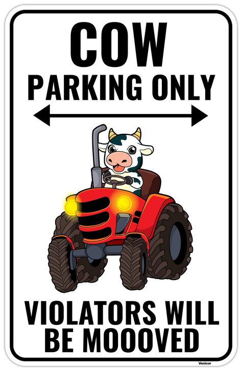 PRICES MAY VARY. One of a kind design: Each sign we make has original illustrations and has been thoughtfully made with you in mind, perfect purchase for all occasions! Cow parking only - violators will be moooved. Vibrant Colors: High quality, high resolution color printed aluminum metal signs. Stands out in any room against any background. Great gift: Any cow lover will love this sign! Perfect novelty gift for all occasions. Makes a cute funny present for friend men women neighbor birthday Chr Present For Friend, Cow Stuff, Cow Birthday Parties, Cow Coloring Pages, Cow Kitchen, Cow Birthday, Funny Presents, Cow Pictures