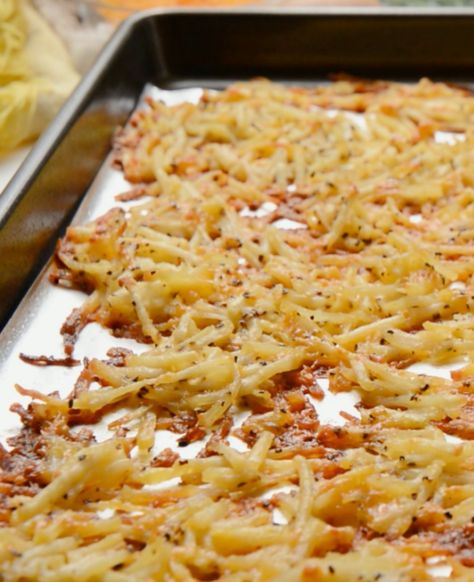 Sheet Pan Hashbrowns | 12 Tomatoes Sheet Pan Hash Browns 12 Tomatoes, Sheet Pan Hashbrown Breakfast Bake, Hashbrown Potatoes Recipes, Sheetpan Hashbrowns, Hashbrowns For A Large Group, Hashbrowns In The Oven, Sheet Pan Hashbrowns, Oven Hashbrowns, Golden Potatoes