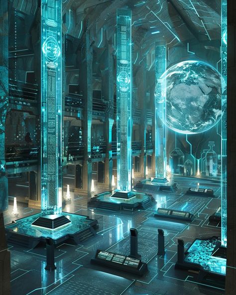 The biometric vault archive. #scifi #scififantasy #scifiartwork #scifigeek #scifiworld #futuristicart #futuristiccity #futurecity #future #futuristic #space #spaceage #spaceart #ai Futuristic Dark Academia, Sci Fi Library, Fantasy Vault, Futuristic Town, Scifi Setting, Jennie Spot, Science Facility, Futuristic Library, Scifi Ideas