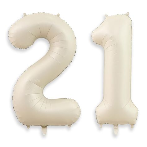 PRICES MAY VARY. 🤍【Number 21 Balloon 】This 40-inch cream balloons number is a great choice for your 21stsst birthday celebrations. It's huge in size , with beautiful color and sturdy foil balloons. Bringing you a happier and unforgettable birthday party! 🤍【High Quality Material】We use durable aluminum film material to ensure the quality and stability of this large cream number balloon for ensure normal use of the entire party. After the party is over, you can deflate it with a straw and save i Men’s Bday Decor, Classy Birthday Decor, Number Balloons Decoration, 30 Birthday Decor, 21 Birthday Balloons, 21 St Birthday Party Ideas, 21st Birthday Ideas Decorations, Classy 21st Birthday, 21st Birthday Party Decorations