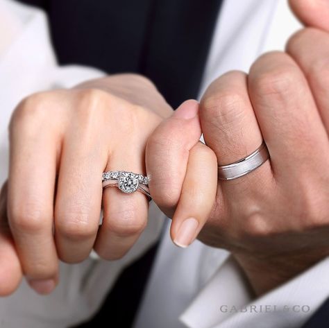 Found the love of your life? Check! Magical proposal? Check! Then check out our matching rings inspiration blog!  #engaged #engagementring #weddingring #weddingband #rings #diamondring #marriage #wedding #weddingplanning#GabrielNY #DiamondJewelry #FineJewelry#gabrielengagementring #gabrielring #gabrielwedding#Men's#Band Couple Ring Photography Hands, Wedding Photoshoot Rings, Men Proposal Ring, Wedding Rings On Hands, Cincin Pernikahan Wedding Ring Couple, Couple Ring Photography, Engagement Ring Shoot, Engagement Rings Photography, Engagement Rings Photoshoot