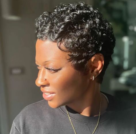 Texture Style Pixie Cut Hairstyle For Black Women Texturized Hairstyles For Black Women, Style Pixie Cut, Girls Pixie Cut, Hairstyle For Black Women, Pixie Cut Hairstyles, Messy Pixie Haircut, Classic Pixie, Cut Life, Cut Hairstyles