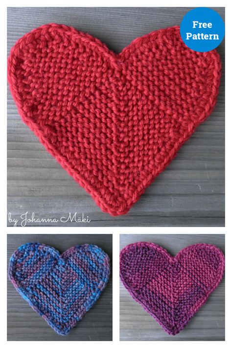 8 Heart Coaster Knitting Patterns Knitted Heart Pillow Free Pattern, Knitted Hearts Pattern Free, Heart Knitting Pattern Free, Heart Socks Pattern, Knitted Decorations, Knitted Easter Crafts, Crochet Heart Coaster, Knitted Heart Pattern, Christmas Knitting Projects