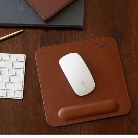 "Hand Crafted Leather Computer Mouse Pad with Wrist Rest, Office Ergonomic Mouse Pad, Cute Desk Laptop Mouse Pad, A Great Birthday Gift Ideas MegaGear Leather Mouse Pads with Wrist Rest Product Details: - PU Leather - Padded Wrist Rest - Dimensions 8.2\" inches by 8.2\" Inches (20.8 x 20.8 cm) - Smooth Surface MegaGear Mousepad is designed to be a stylish computer accessory without sacrificing convenience and practicality. It features all the useful properties of a modern mousepad such as non-sl Diy Leather Projects, Leather Mouse, Leather Mouse Pad, Laptop Mouse, Cute Desk, Wrist Rest, Leather Projects, Mouse Pad Design, Leather Gifts