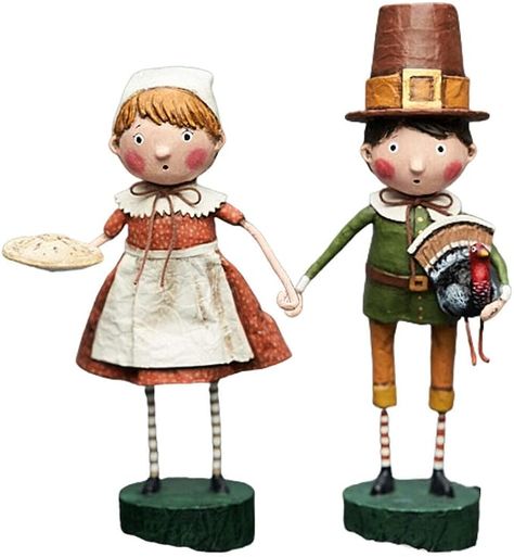 Amazon.com: Fall Festivities Set of 2 Thanksgiving Figurines by Lori Mitchell : Home & Kitchen Lori Mitchell Figurines, Lori Mitchell, Thanksgiving Pilgrims, Fall Festivities, Disney Traditions, Bethany Lowe, Colorful Paper, Crazy Socks, Fall Collection