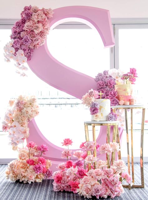 Stylish Pink Christening Decor by Sass Events - Perfete Christening Ideas Girl, Girl Christening Decorations, Christening Table Decorations, Christening Decorations, Christening Party, Cake Table Decorations, Baby Dedication