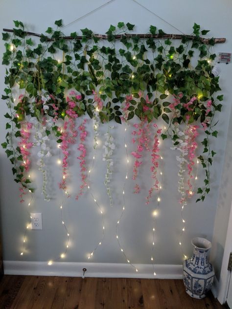 Enchanted Forest Wall Decor, Fairy Wall Decor, Hanging Flower Garland, Ivy Flower, Wisteria Vine, Indian Room, Diy Room Decor For Teens, Cute Diy Room Decor, Diy Wall Shelves