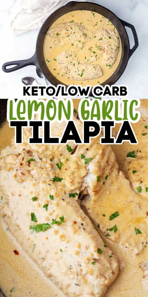 Craving a simple and healthy weeknight meal that's also incredibly tasty? Look no further than this incredible Low Carb Lemon Garlic Tilapia recipe. Picture this: tender baked tilapia smothered in a creamy lemon garlic sauce. It's a dish that's sure to impress even the pickiest eaters at your table. With minimal prep and cook time, you can have a fantastic dinner ready in no time. Click here to get the recipe and bring smiles to your family's faces tonight! Lemon Garlic Tilapia, Creamy Lemon Garlic Sauce, Baked Tilapia Recipes, Tilapia Recipe, Lemon Garlic Sauce, Baked Tilapia, Lemon Garlic Chicken, Tilapia Recipes, Low Carb Side Dishes