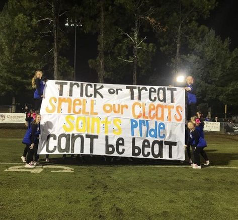 Football Pep Rally Signs, White Out Football Posters, Senior Pep Rally Ideas, Senior Pep Rally Posters, Fnl Run Through Banners, Football Runout Signs, Game Day Signs Football High School, Rivalry Football Game Posters, Student Section Signs