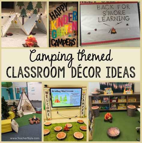 Camp Theme Staff Appreciation, Camping Theme Classroom Door Decorating Ideas, S’more Classroom Theme, Camper Classroom Theme, Happy Camper Decorations, Camp Read A Lot Decorations, Camping Theme Classroom Door, Classroom Camping Day, Camping Day In The Classroom