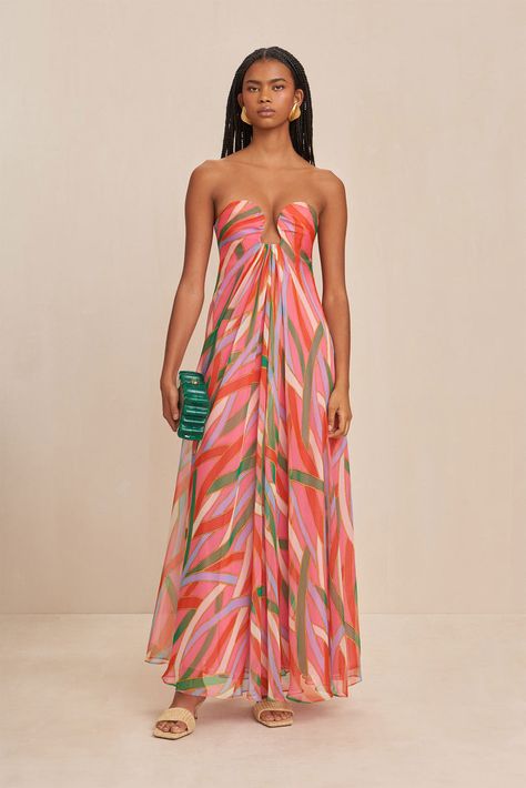 MISA GOWN - VINTAGE STRIPE PRINT Resort Cocktail Attire, Formal Beach Wedding Attire Guest, Beach Cocktail Attire, Resort Chic Attire, Beach Wedding Looks, Resort Formal, Beach Formal Attire, Coastal Cocktail, Beach Wedding Guest Attire