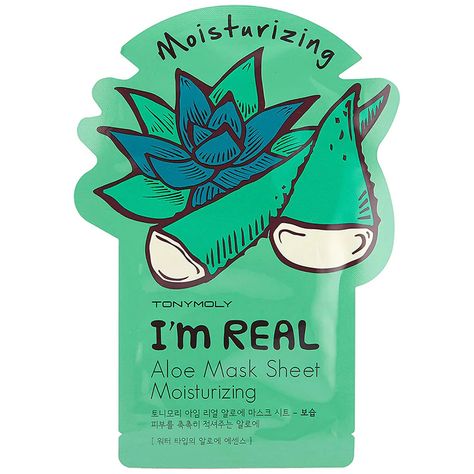 TONY MOLY I'm Real Aloe Mask Sheet - Korean Beauty Skincare Australia – Nudie Glow Aloe Mask, Best Sheet Masks, Korean Face Mask, Essence Water, Green Tea Mask, Facial Sheet Mask, Mask Sheet, Trendy Face Masks, Dry Face