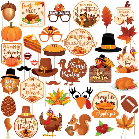 PRICES MAY VARY. Paper PACK OF 36 | CUTE DESIGNS - This Thanksgiving photo booth props is a Pack of 36 eye-catching holiday-themed props. These fall photo props as fall props for photography comes with 37 dowels and 40 glue dots and are the ideal fall festival decorations during Thanksgiving gatherings . Elevate your thanksgiving party decorations with this photo booth props fall this charming thanksgiving props for photo booth will create unforgettable memories. in your party occasions. STURDY Harvest Photo Booth, Fall Photo Booth Props, Thanksgiving Photobooth, Thanksgiving Photo Booth, Bread Turkey, Thanksgiving Photo Props, Fall Photo Booth, Fall Festival Decorations, Fall Photo Props