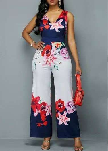 Flower Print Clothes, Jumpsuit Prom, Flower Print Jumpsuit, Prom Jumpsuit, Work Jumpsuit, Jumpsuit Denim, High Waist Jumpsuit, Cheap Jumpsuits, Neck Flower