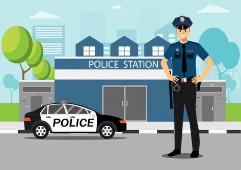 Police Station Clip Art, Police Station Cartoon, Police Station Drawing, Police Pictures, Batman Comic Cover, Kindergarten Pictures, Phonics Reading Passages, Community Places, School Decoration