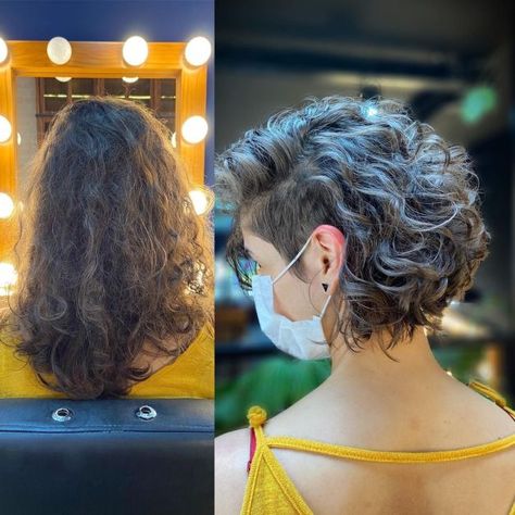 Female Undercut Hairstyle for Curly Hair Female Undercut, Undercuts For Women, Hairstyle Female, Hairstyle For Curly Hair, Undercut Hairstyle, Undercut Hairstyles Women, Curly Undercut, Undercut Long Hair, Short Curly Haircuts