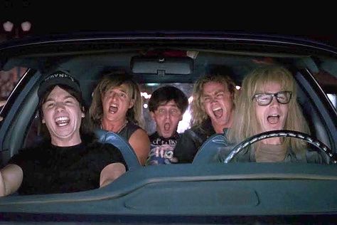 Wayne’s World, Donna And Eric, Playlist Pictures, Cinematic Moments, Waynes World, Queen Guitarist, Queen Drummer, 1990s Films, Postcard Wall