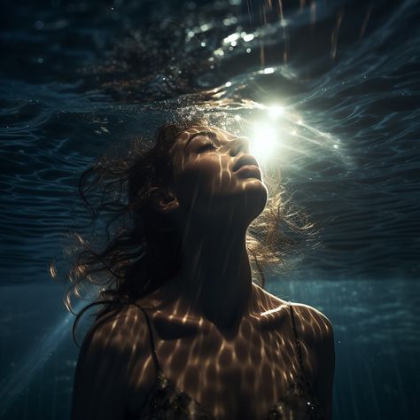 Low angle shot of amazing woman swimming in the pool at night timeshooting with Dome Port Underwater Photography Portrait, Shoot Inspiration Creative, Woman Under Water Photography, Mermaid Photography Underwater, Swimming Underwater Aesthetic, Underwater Photography Aesthetic, Woman Underwater Photography, Woman Swimming Photography, Woman In Water Photography