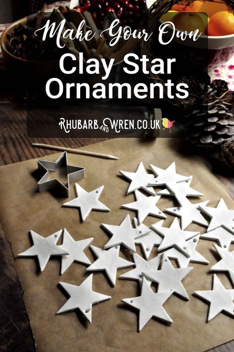 Star Christmas Ornaments, Air Dry Clay Christmas Ornaments Diy Kids, Clay Star Tutorial, Mini Clay Star Garland, Ceramic Star Ornaments, Star Clay Ornament, Make Your Own Clay, Kids Clay, Modern Christmas Decor