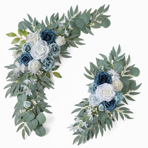 PRICES MAY VARY. Package Including: Wedding Flowers Ornament x2 + Cable Tie x4 + Metal Clip x4, (Bigger corner flower 32.5X 14.8'', Smaller corner flower 20 X 10.8'', Clips 2.2'', Zip Straps 11.8 '') High-Quality Materials: Our wedding arch flowers are made of high-quality silk and simulated green plants, they never wilt and look not only beautiful but very lifelike. Beautiful Floral kit of flowers：Our artificial arch flowers are designed with a variety of elements for a rich sense of craftsmans Welcome Flowers, Reception Entrance, Reception Backdrop, Feuille Eucalyptus, Garden Weddings Ceremony, Wedding Arch Flowers, Arch Flowers, Dusty Rose Wedding, Arch Decoration Wedding