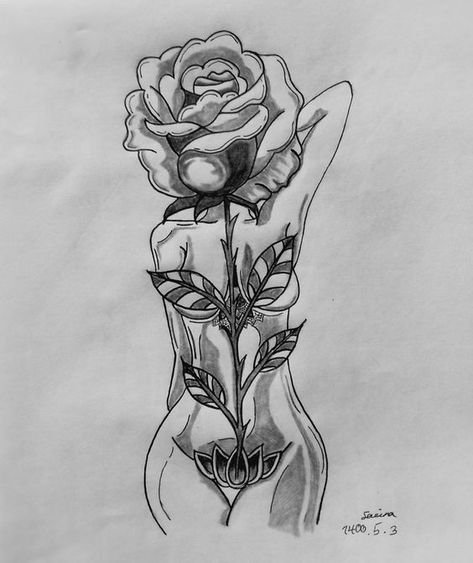 My art Tattoo Sketches For Woman, Forearm Tattoo Women Stencil, Women Tattoo Designs Drawings, Unique Thigh Tattoos Women, Dope Thigh Tattoos For Women, Thigh Tattoos Women Black, Body Branding, Virgo Tattoo Designs, Cute Thigh Tattoos