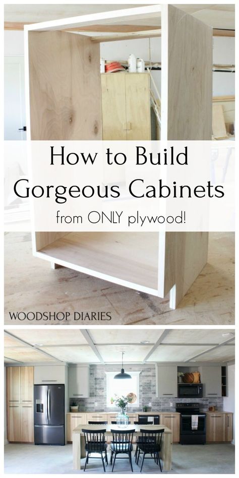 Plywood Doors, Build Cabinets, Building Kitchen Cabinets, Cocina Diy, Diy Kitchen Projects, Kitchen Design Diy, Plywood Boxes, Diy Casa, Diy Kitchen Island