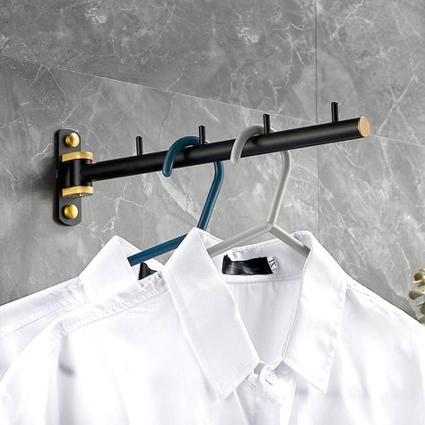 Modern Brass Clothes Rod Rotatable Coat Rack Clothes Hooks Bedroom, Hook For Clothes, Garcia House, Clothes Hanger Rack, Modern Bathroom Accessories, Clothes Rod, Clothes Closet Organization, Clothes Hanging, Smart Home Design