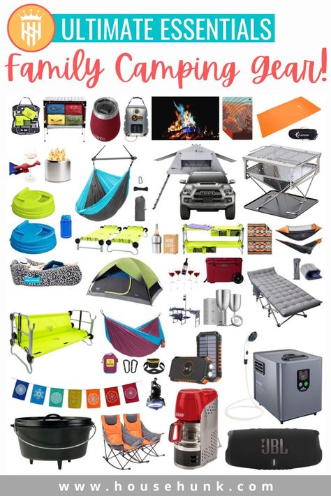 Ready to plan a family camping trip, and curious about camping essentials? This article explains the best glamping gear and camping gear, as well as what you need to set up your camp kitchen and include in your camping box, which is perfect for an active family lifestyle. Tap to read more from House Hunk + Fatherhood At Its Finest Camp Set Up, Active Family Lifestyle, Hiking Gear List, Kids Camping Gear, Camping Necessities, Camping Essentials List, Camping Box, Sleeping Bag Liner, Kids Camping