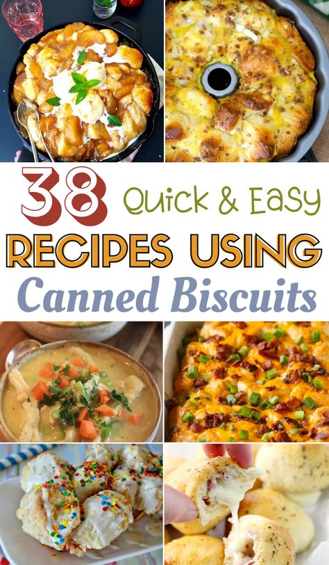 recipes using refrigerated canned biscuits, 38 Quick and Easy Recipes Using Canned Biscuits, easy donut recipes, canned biscuit recipes, what to make for dinner, what to make for brunch Chicken And Canned Biscuits, Biscuit Tube Recipes, Tube Biscuit Recipes, Stuffed Biscuit Recipe, Refrigerator Biscuit Recipes Dinners, What To Make With Biscuits, Canned Biscuit Recipes Breakfast, Recipes Using Canned Biscuits, Canned Biscuit Recipes