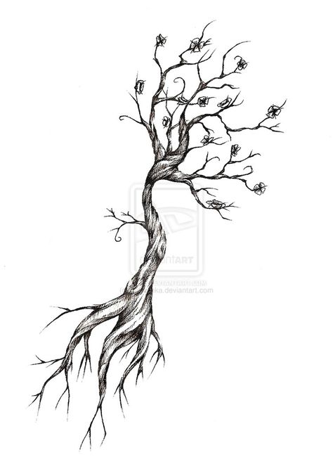 Tree Tattoo Design by ~meripihka on deviantART Dr Tattoo, Tree Roots Tattoo, Tree Tattoo Arm, Tattoo Sonne, Element Tattoo, Tree With Roots, Roots Tattoo, Beginners Drawing, Tattoo Tree