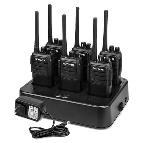 Retevis RT21 2 Way Radio Long Range, Walkie Talkies for Adults, Heavy Duty Rechargeable Two Way Radios with Six-Way Charger, for Manufacturing Education Government(6 Pack) Walkie Talkies, 2 Way, 6 Pack, Radios, Hands Free, Government, Heavy Duty, Education, Range