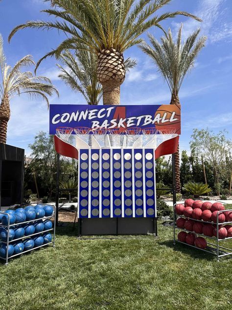 Connect 4 Basketball - 24 Seven Productions Basketball Fundraiser, Basketball Bar Mitzvah, Backyard Party Games, Types Of Games, Event Booth Design, Picnic Games, Basketball Theme Party, Event Games, Connect 4