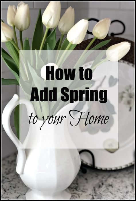 How to Add Spring to Your Home - simple ideas to give your home a touch of spring!  #spring #springstyle #springdecor #springdecorations #decoratingideas #vignettes How To Decorate After Easter, Ideas For Spring Decorating, Spring Time Decorations, Spring Home Styling, Decorating For Spring Living Room, Spring Farmhouse Decor Ideas, Neutral Spring Home Decor, Springtime Decorations Home Decor, Spring Time Decor