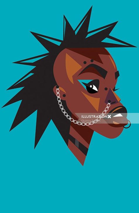 Afro Punk comic illustration by Quincy Sutton Punk Comic, Stylized Portraits, Punk Illustration, Los Angeles Artist, Disney Artists, Punk Art, Afro Punk, Comic Illustration, Caricatures