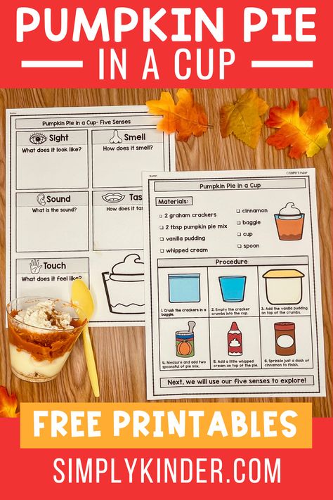 Pie Tasting Activity, Friendsgiving For Kindergarten, Pumpkin Pie In A Cup Recipe, Pumpkin Pie In A Cup, Pie In A Cup, Thanksgiving Stem Activities, Thanksgiving Stem, November Ideas, Thanksgiving Kindergarten